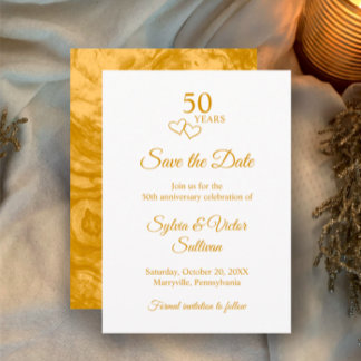 Reserva La Fecha Elegant Simple Golden 50th Anniversary Party