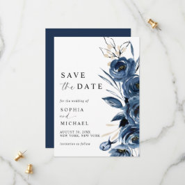 Reserva La Fecha Elegant Simple Navy Blue Watercolor Wedding 