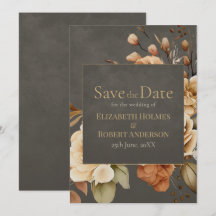 Elegant Taupe Floral Save the Date