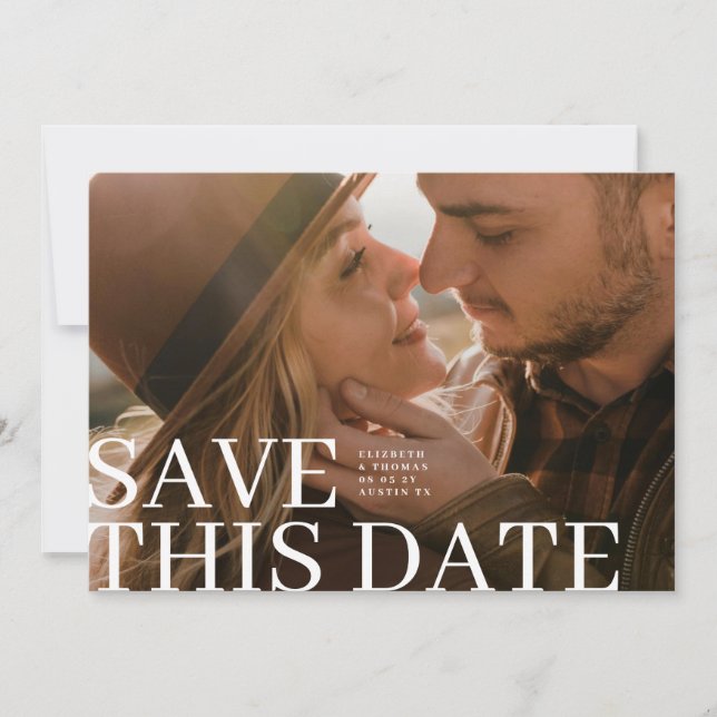 Reserva La Fecha Elegant Typography Save This Date & Photo Wedding (Anverso)