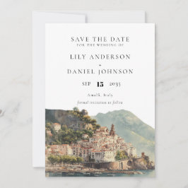 Reserva La Fecha Elegant Watercolor Amalfi Italian Wedding