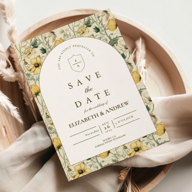 Reserva La Fecha Elegant Wildflower Arch Minimal Wedding (Subido por el creador)