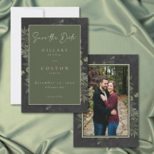 Elegant Winter Berries Pine Black Wedding Photo