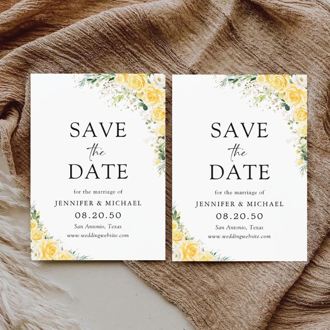 Reserva La Fecha Elegant Yellow Floral Wedding Save The Date (Subido por el creador)