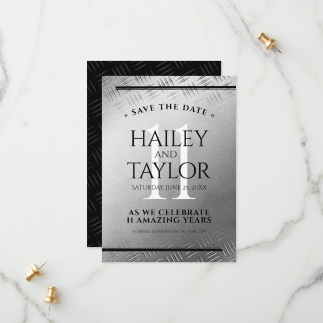 Reserva La Fecha Elegante 11ª celebración del Aniversario del Boda  (Anverso/Reverso In Situ)