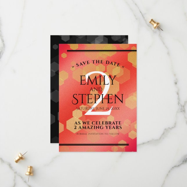 Reserva La Fecha Elegante 2º Aniversario del Boda Garnet (Anverso/Reverso In Situ)