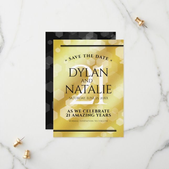 Reserva La Fecha Elegante 21ª celebración del Aniversario del Boda  (Anverso/Reverso In Situ)