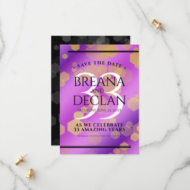 Reserva La Fecha Elegante 33° Aniversario del Boda Ametista (Anverso/Reverso In Situ)