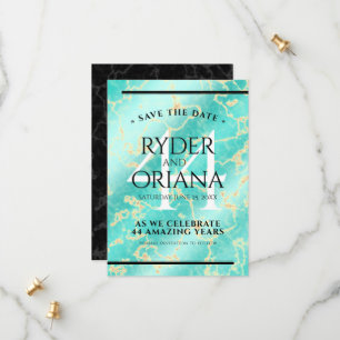 Reserva La Fecha Elegante 44° Aniversario Boda Turquesa