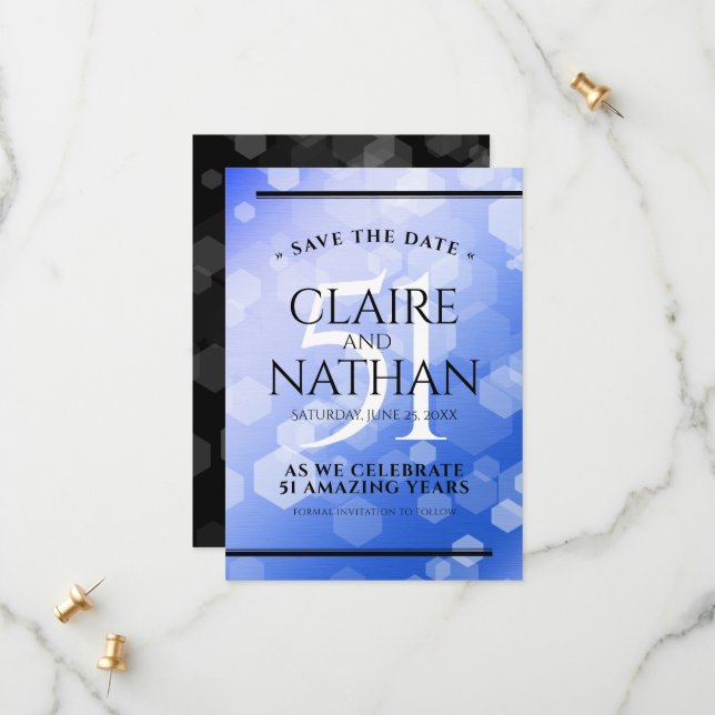 Reserva La Fecha Elegante 51° Aniversario del Boda Sapphire (Anverso/Reverso In Situ)
