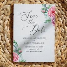 Elegante acuarela boho rosa floral jardín boda