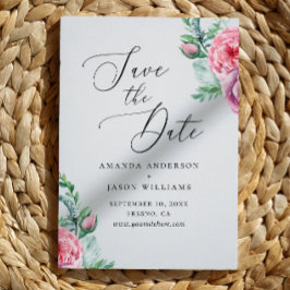 Reserva La Fecha Elegante acuarela boho rosa floral jardín boda