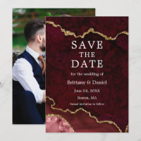 Elegante acuarela Burgundy Marble Geode Foto