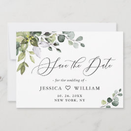 Reserva La Fecha Elegante acuarela Eucalyptus Boda Floral FOTO