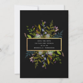 Reserva La Fecha Elegante acuarela Floral Boda de fondo negro