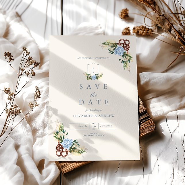 Reserva La Fecha Elegante acuarela Floral Boda Náutico (Subido por el creador)