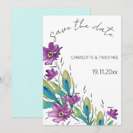 Reserva La Fecha Elegante acuarela floral bohemia pintada a mano