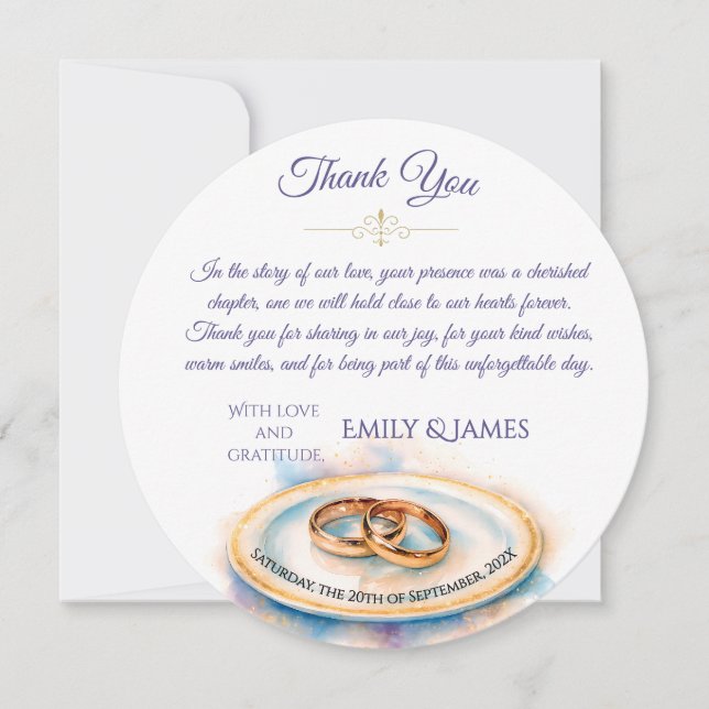 Reserva La Fecha Elegante acuarela Golden Rosa Anillos Bodas (Anverso)