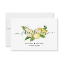 Elegante acuarela Lemon Tropical Boda Script