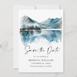 Reserva La Fecha Elegante acuarela Montañas Boda Forestal Foto