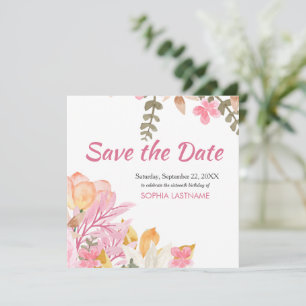 Reserva La Fecha Elegante acuarela rosa floral