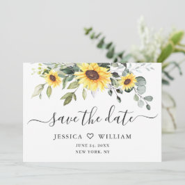 Reserva La Fecha Elegante acuarela Sunflowers Eucalyptus Boda