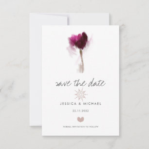 Reserva La Fecha Elegante acuarela Tulip Flower Heart Boda