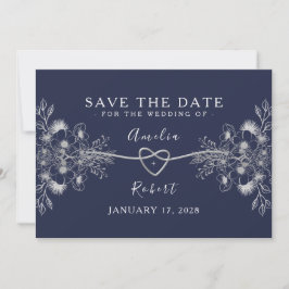 Reserva La Fecha Elegante Ahorro de Fecha de Boda en Azul Marino