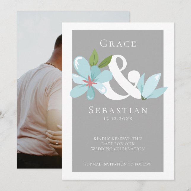 Reserva La Fecha Elegante Ampersor Floral y Boda Salven La Fecha (Anverso / Reverso)
