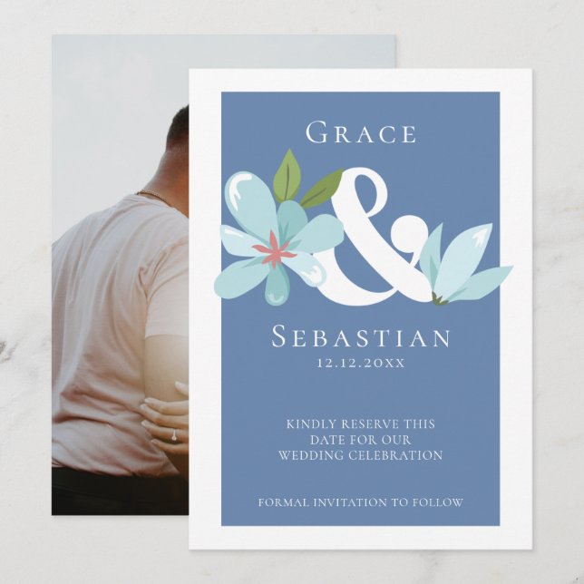 Reserva La Fecha Elegante Ampersor Floral y Boda Salven La Fecha (Anverso / Reverso)