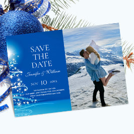 Reserva La Fecha Elegante árbol de Navidad Sparkle Blue