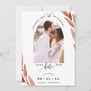 Reserva La Fecha Elegante arca fotográfica y Terracotta deja Boda