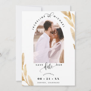 Reserva La Fecha Elegante arco fotográfico y Boda de las hojas dora