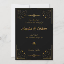 Reserva La Fecha Elegante Arte Deco Moderno para Guardar la Fecha