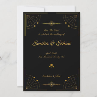 Reserva La Fecha Elegante Arte Deco Moderno para Guardar la Fecha