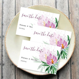 Reserva La Fecha Elegante arte romántico violeta Lotus acuarela