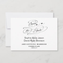 Reserva La Fecha Elegante Aviso de Boda en Caligrafía en Blanco y N