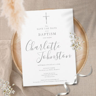Reserva La Fecha Elegante Bautizo Cristiandad Firma de Plata