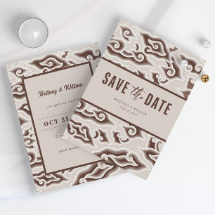 Reserva La Fecha Elegante Belleza de Batik: Marrón vintage salva la