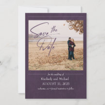 Elegante berenjena moderna Purple Save the Date Ph