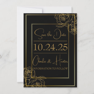 Reserva La Fecha Elegante Black and Gold Save the Date Card