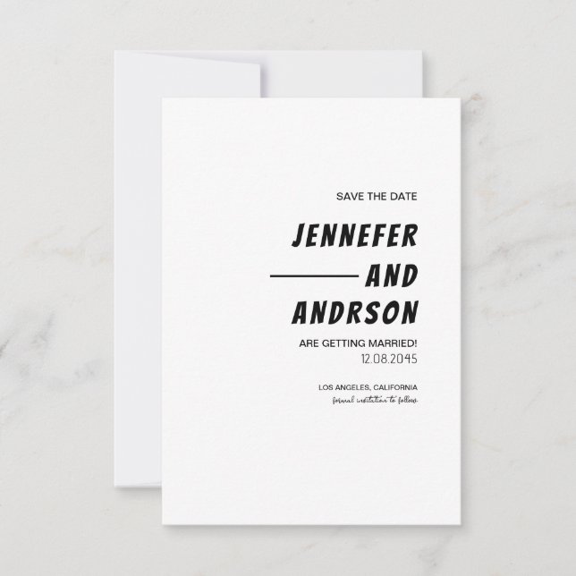 Reserva La Fecha Elegante Black Bold Retro Script Guardar La Fecha (Anverso)