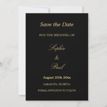 Elegante Black Golden Beige Wedding Save the Date
