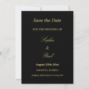 Reserva La Fecha Elegante Black Golden Beige Wedding Save the Date