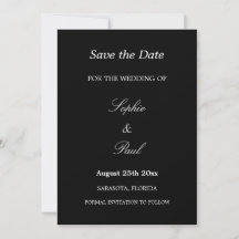 Elegante Black Script Wedding Save the Date