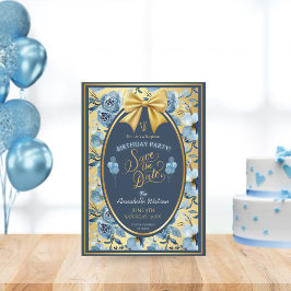 Reserva La Fecha Elegante Blue Floral Blue Floral Surprise
