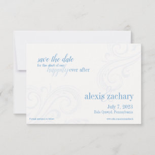 Reserva La Fecha Elegante Blue Save-the-Date, Boda de Caroline