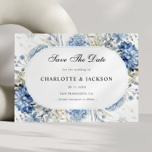 Elegante Blue Wildflowers Watercolor Floral Boda