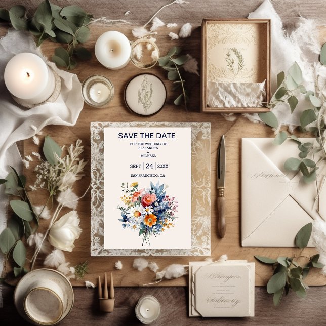 Reserva La Fecha Elegante Boda acuático Boho Floral (Subido por el creador)