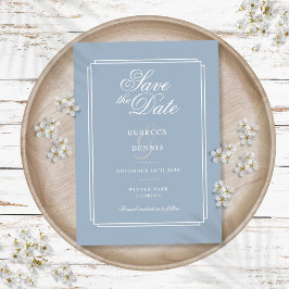 Reserva La Fecha Elegante boda art déco con polvo azul Script